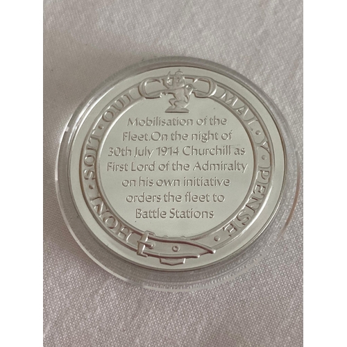 176 - Large SILVER coin/medallion issued  in 1974 to celebrate the centenary of WINSTON CHURCHILL’s birth ... 