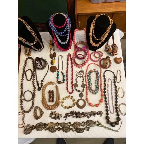 190 - Large quantity of costume jewellery made from NATURAL MATERIALS to include wood, silk,etc.