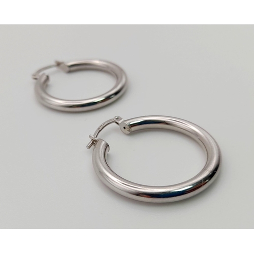 336 - 9K White Gold Hoop Earrings 2.8g