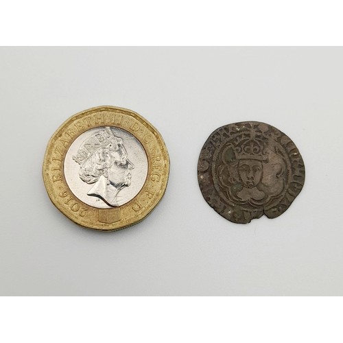 286 - A Henry VII Silver Hammered HalfGroat Coin. 1485- 1509. Please see photos for conditions. A/F. 1.29g