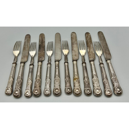 349 - A 12 PIECE SET OF WILLIAM IV SILVER HANDLED FRUIT OR DESERT CUTLERY MADE BY AARON HADFIELD IN SHEFFI... 