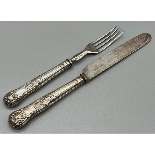 349 - A 12 PIECE SET OF WILLIAM IV SILVER HANDLED FRUIT OR DESERT CUTLERY MADE BY AARON HADFIELD IN SHEFFI... 