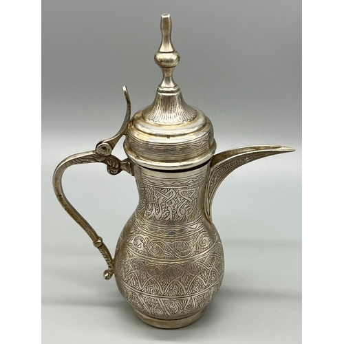 365 - A Vintage Egyptian Silver Coffee Pot. Hallmarks for Cairo - 900 silver purity. Circa 1940s. 23cm tal... 