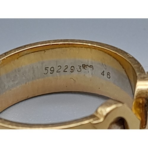 297 - A Cartier 18K Gold Trio-Coloured Double-C Ring. Size G. 4.2g. In very good condition.