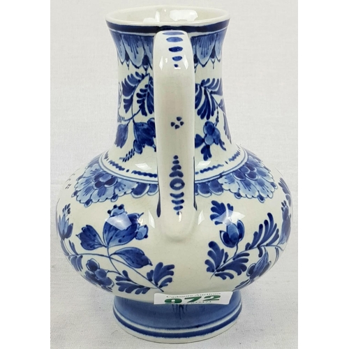 381 - Vintage Delft Blue and White Water Jug. Signed on Base. Good Condition. 18cm tall.