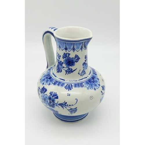 381 - Vintage Delft Blue and White Water Jug. Signed on Base. Good Condition. 18cm tall.