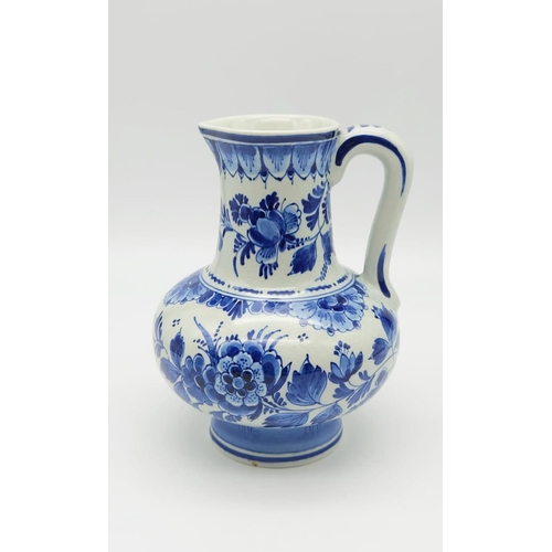 381 - Vintage Delft Blue and White Water Jug. Signed on Base. Good Condition. 18cm tall.