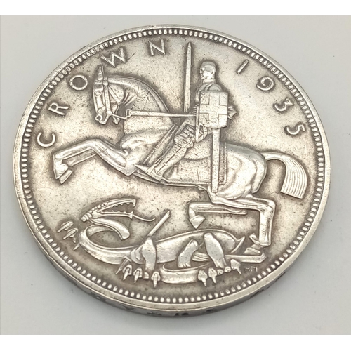 386 - Two 1935 George V Rocking Horse Silver Crown Coins. 
56.55g total weight. Very fine condition but pl... 