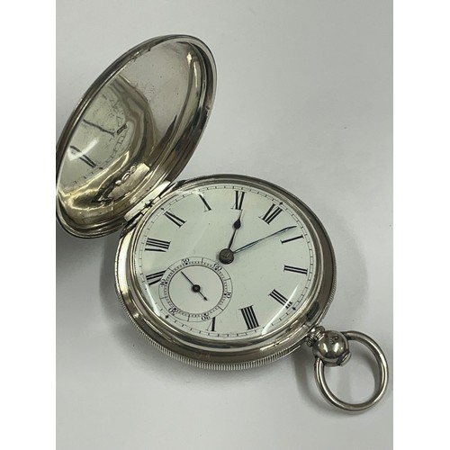 261 - Antique silver full hunter Fusee pocket watch AF