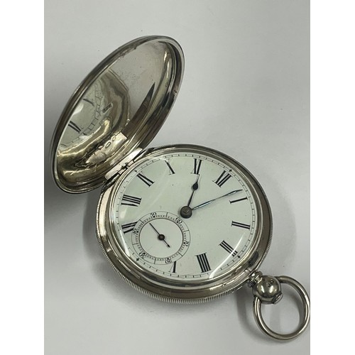 261 - Antique silver full hunter Fusee pocket watch AF