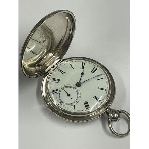 261 - Antique silver full hunter Fusee pocket watch AF