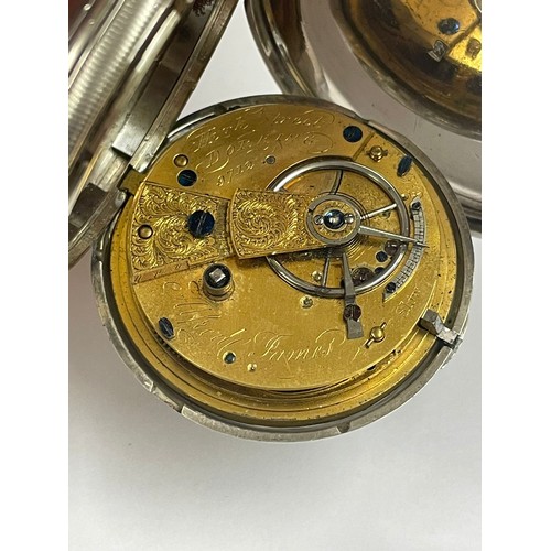 261 - Antique silver full hunter Fusee pocket watch AF