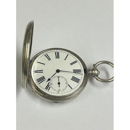 262 - Antique silver hunter pocket watch Working , missing glass