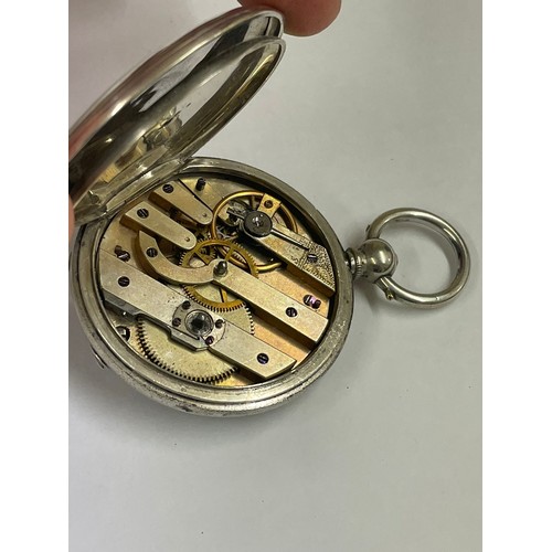 262 - Antique silver hunter pocket watch Working , missing glass