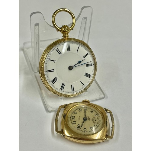 269 - Antique yellow metal ladies pocket watch & other wristwatch case AF, ladies ticks if shaken