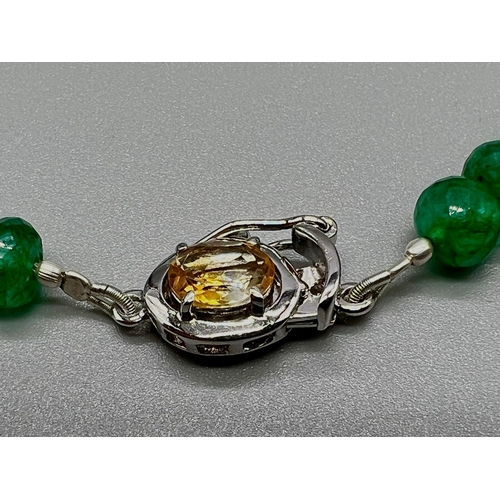 303 - 289cts Emerald Gemstone Necklace With Citrine Clasp in 925 Silver