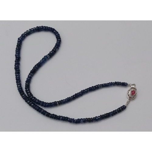 317 - 130cts Kyanite Gemstone set Necklace with Ruby Clasp in 925 Silver