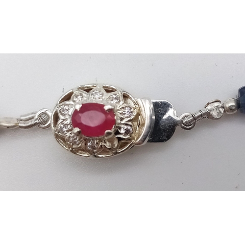 317 - 130cts Kyanite Gemstone set Necklace with Ruby Clasp in 925 Silver