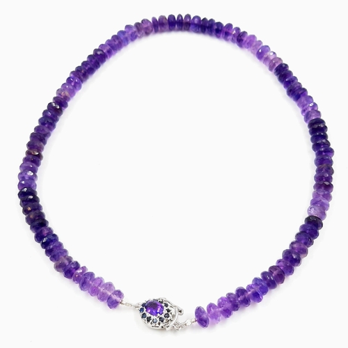 324 - 280cts Amethyst Gemstone set Necklace with Amethyst Clasp in 925 Silver