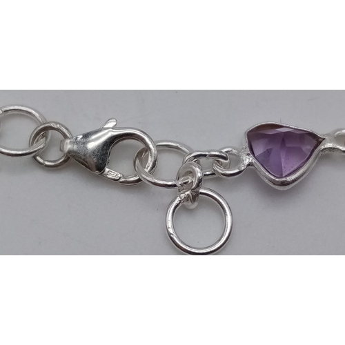 333 - A very pretty 95cts Amethyst Gemstone Necklace in 925 Silver