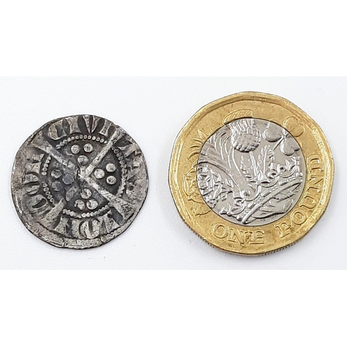 570 - An Edward I Silver Hammered Penny. 1272 - 1307.
1.19g. 18mm diameter. Please see photos for conditio... 