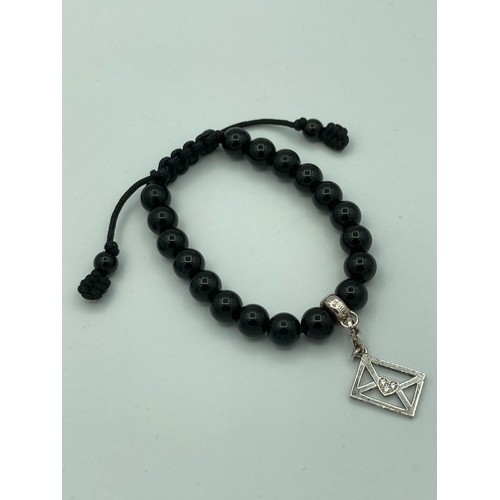 215 - Genuine Thomas Sabo bracelet,Having black onyx beads with SILVER CHARM and SILVER PENDANT Both havin... 