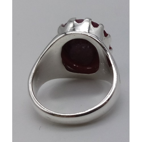 419 - 17cts Ruby Gemstone SET gents Ring in 925 Sterling Silver, SIZE T