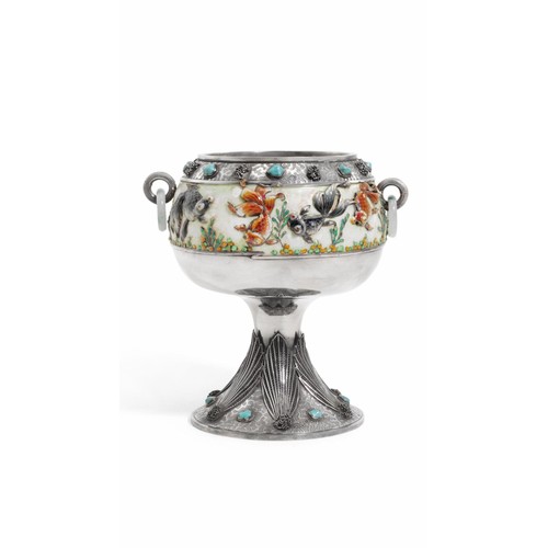 12 - A Rare Antique Chinese silver and enamel large bowl, circa 1900.

A Chinese silver and enamel standi... 