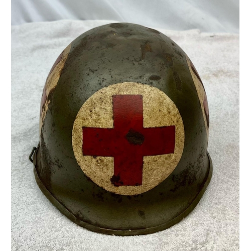 170 - WW2 US Front Seam M1 Swivel Bale Medics Helmet with Westinghouse liner.