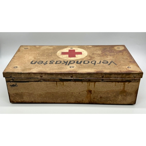 223 - WW2 German Africa Corps First Aid Box with contents.