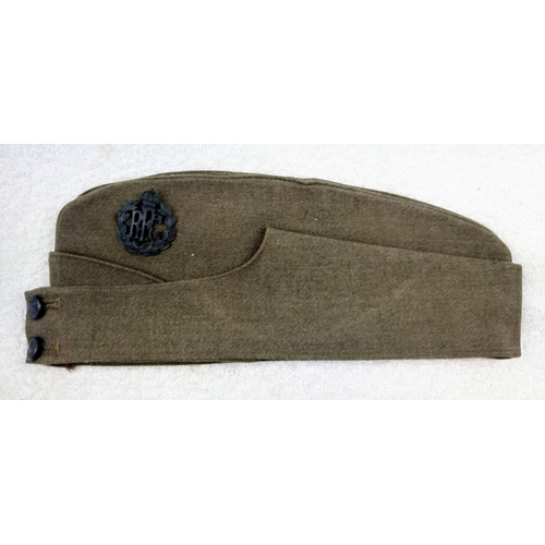 271 - WW1 Royal Flying Corps Officers Side Cap and Cane. The cane has the R.F.C logo.