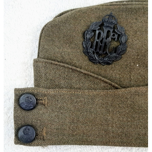 271 - WW1 Royal Flying Corps Officers Side Cap and Cane. The cane has the R.F.C logo.