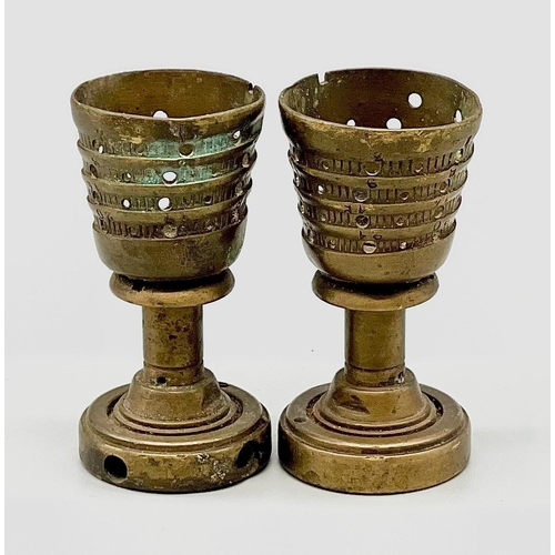 519 - 2 x WW1 Trench Art Egg Cups Made from the fuze’s of French shrapnel shells,