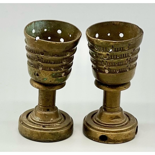 519 - 2 x WW1 Trench Art Egg Cups Made from the fuze’s of French shrapnel shells,