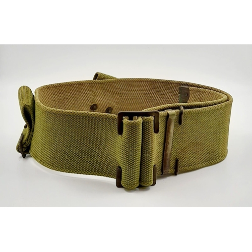 274 - WW1 British 1908 Pattern Webbing Belt. 3 inch wide with all correct brass fittings. Two rear securin... 