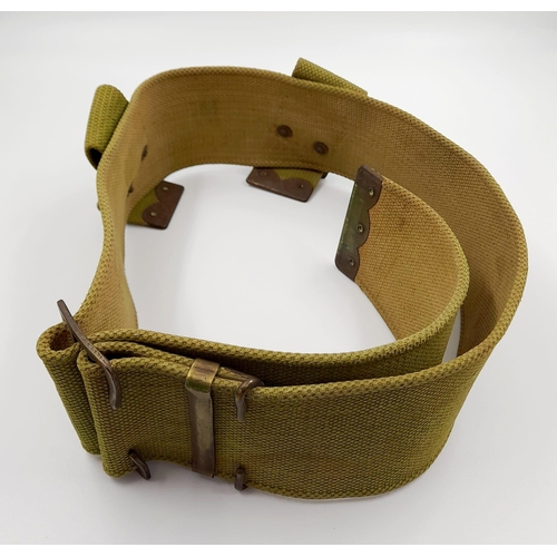 274 - WW1 British 1908 Pattern Webbing Belt. 3 inch wide with all correct brass fittings. Two rear securin... 