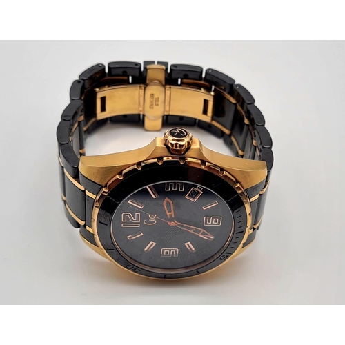 926 - A GC Black and Rose Gold Coloured Watch.               Case -42mm. A/f