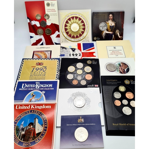 917 - An Uncirculated UK Coin Collection. To Include Years: 1990,91,92, 94,95,96 and 2008. Plus, 2011 Roya... 