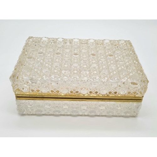 241 - A Vintage (probably Ebeling and Reuss) Crystal Glass and Brass Jewellery Box.  6 x 18 x 11cm. In goo... 