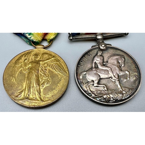 488 - Two WW1 Service Medals with Ribbons. The victory medal and the George V silver service medal.