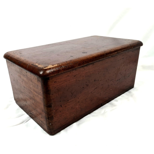 905 - An Antique Victorian Small Wooden Storage box. Chain link opening attachment. 45 x 19 x 23cm.