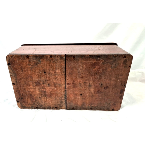 905 - An Antique Victorian Small Wooden Storage box. Chain link opening attachment. 45 x 19 x 23cm.