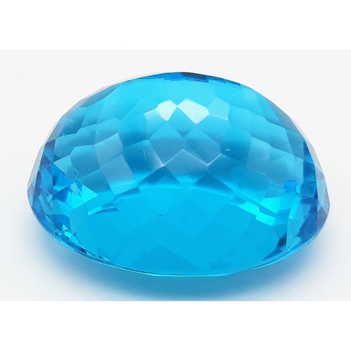 120 - A large (71.4 carats), oval cut, AAA, flawless, aquamarine, with a beautiful light blue colour. With... 