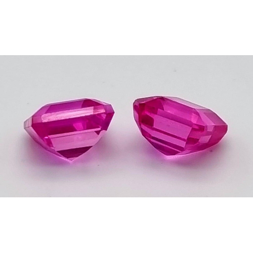 155 - A desirable, pair of square cut, pink sapphires (8.22 and 8.30 carats). Both flawless with certifica... 