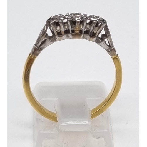 61 - A 9K yellow Gold Diamond Trilogy Ring. Size O. 2.68g