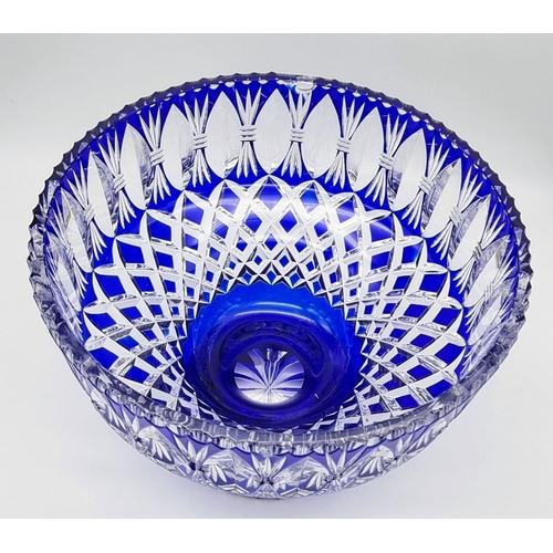 821 - A Large Bleikristall Lead Crystal Cobalt Blue Fruit Bowl.
26cm diameter. 20cm tall. In good conditio... 