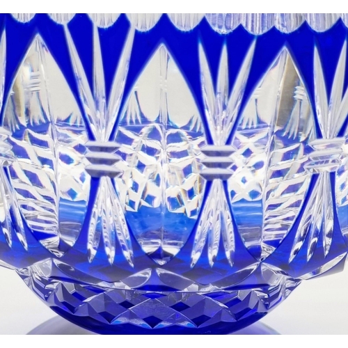 821 - A Large Bleikristall Lead Crystal Cobalt Blue Fruit Bowl.
26cm diameter. 20cm tall. In good conditio... 