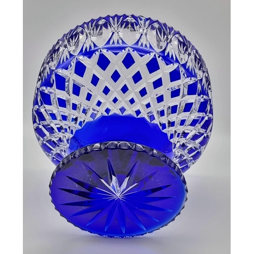 821 - A Large Bleikristall Lead Crystal Cobalt Blue Fruit Bowl.
26cm diameter. 20cm tall. In good conditio... 