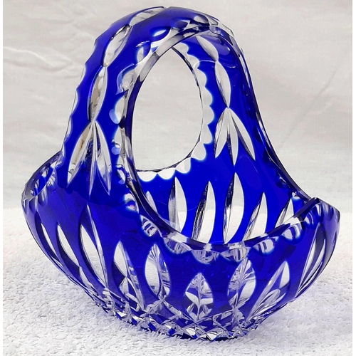 827 - Two Matching Pairs of Bleikristall Cobalt Blue Lead  Crystal Glass Bowls. 21 x 20cm and 15 x 14cm. I... 