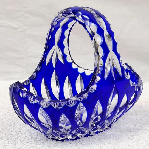 827 - Two Matching Pairs of Bleikristall Cobalt Blue Lead  Crystal Glass Bowls. 21 x 20cm and 15 x 14cm. I... 